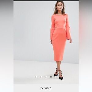 True Violet Midi Dress With Structured Fluted Sleeve,NWT, size